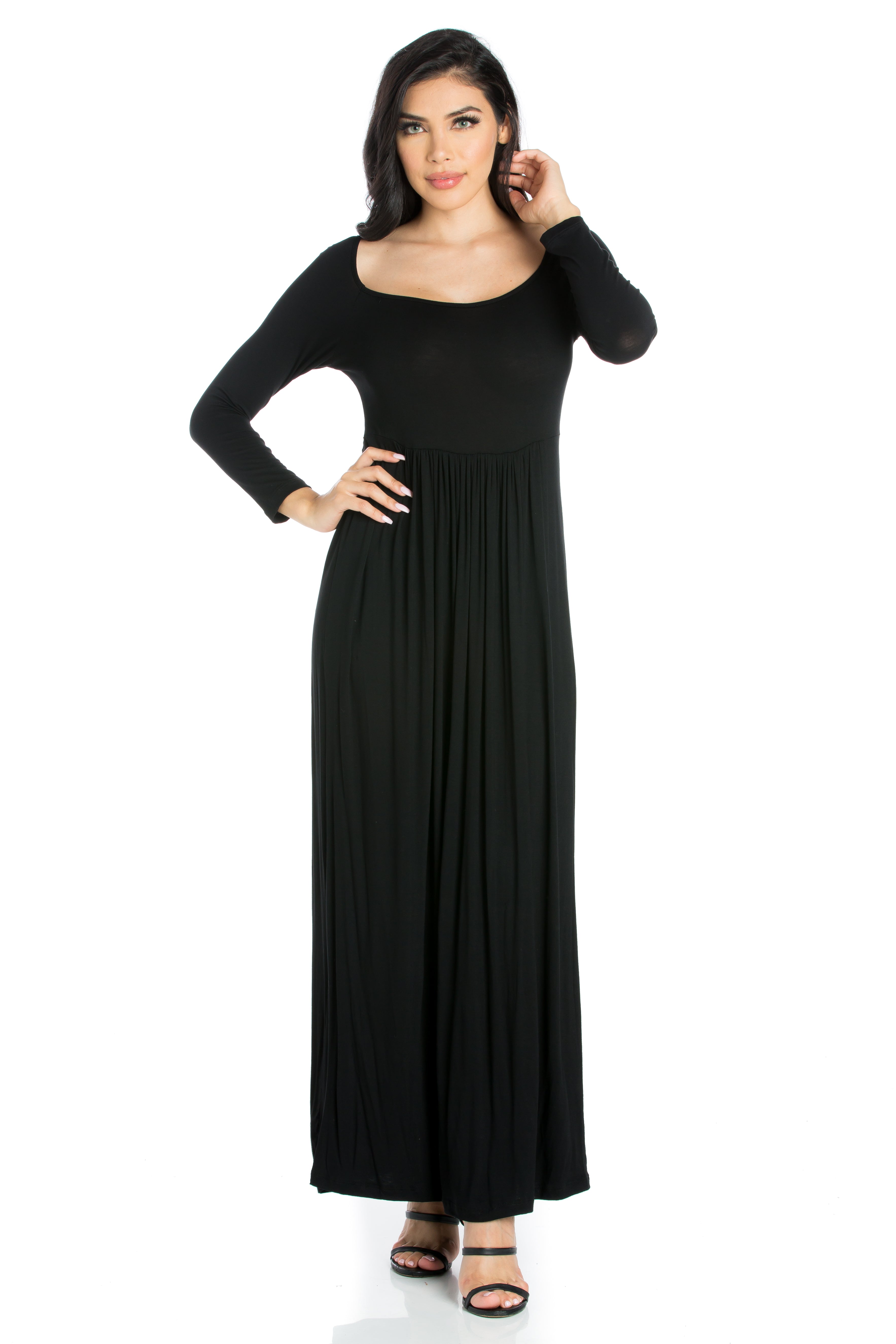 Womens Missy Empire Waist Long Sleeve Maxi Dress Black Clothing Group