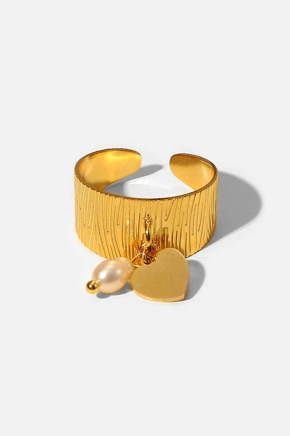 Gold-Plated Open Ring with Charms