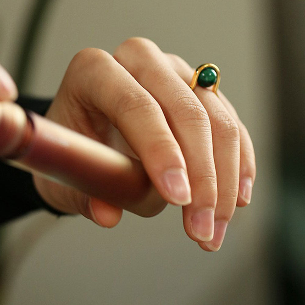 Malachite Gold-Plated Ring