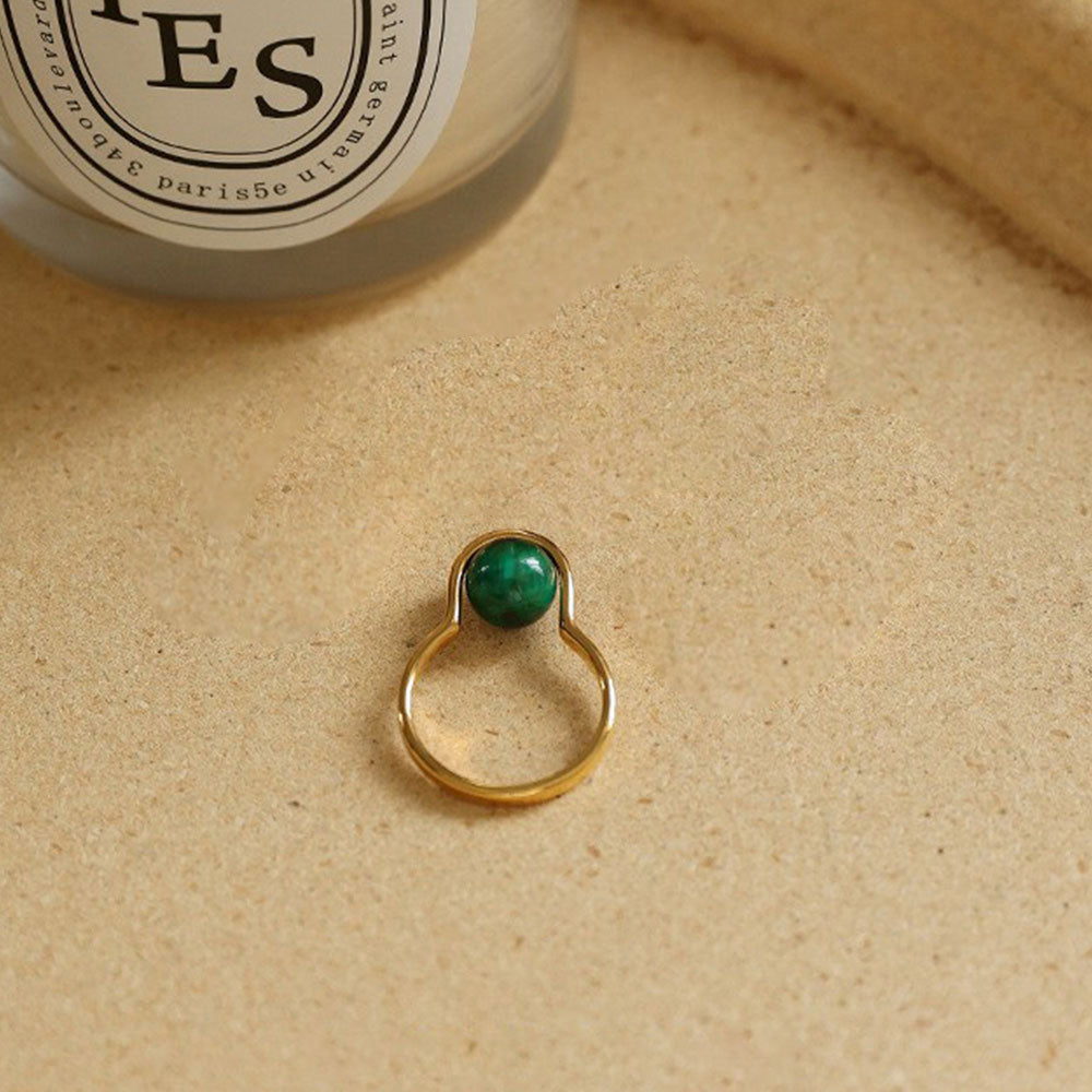 Malachite Gold-Plated Ring