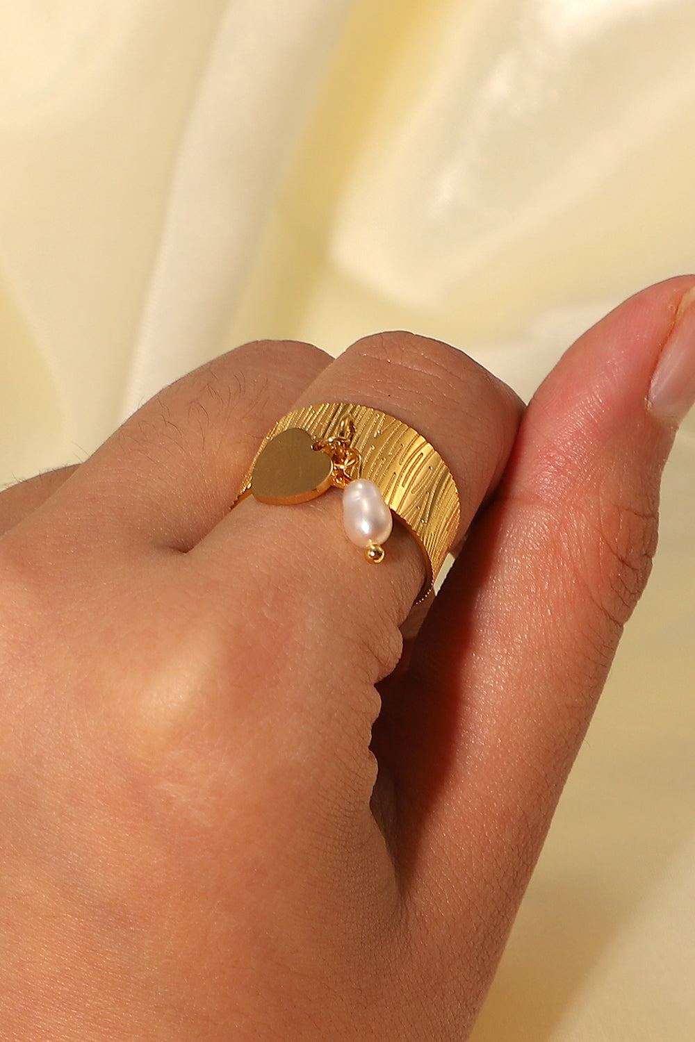 Gold-Plated Open Ring with Charms