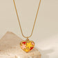 Floral Heart Shape Pendant Chain Necklace