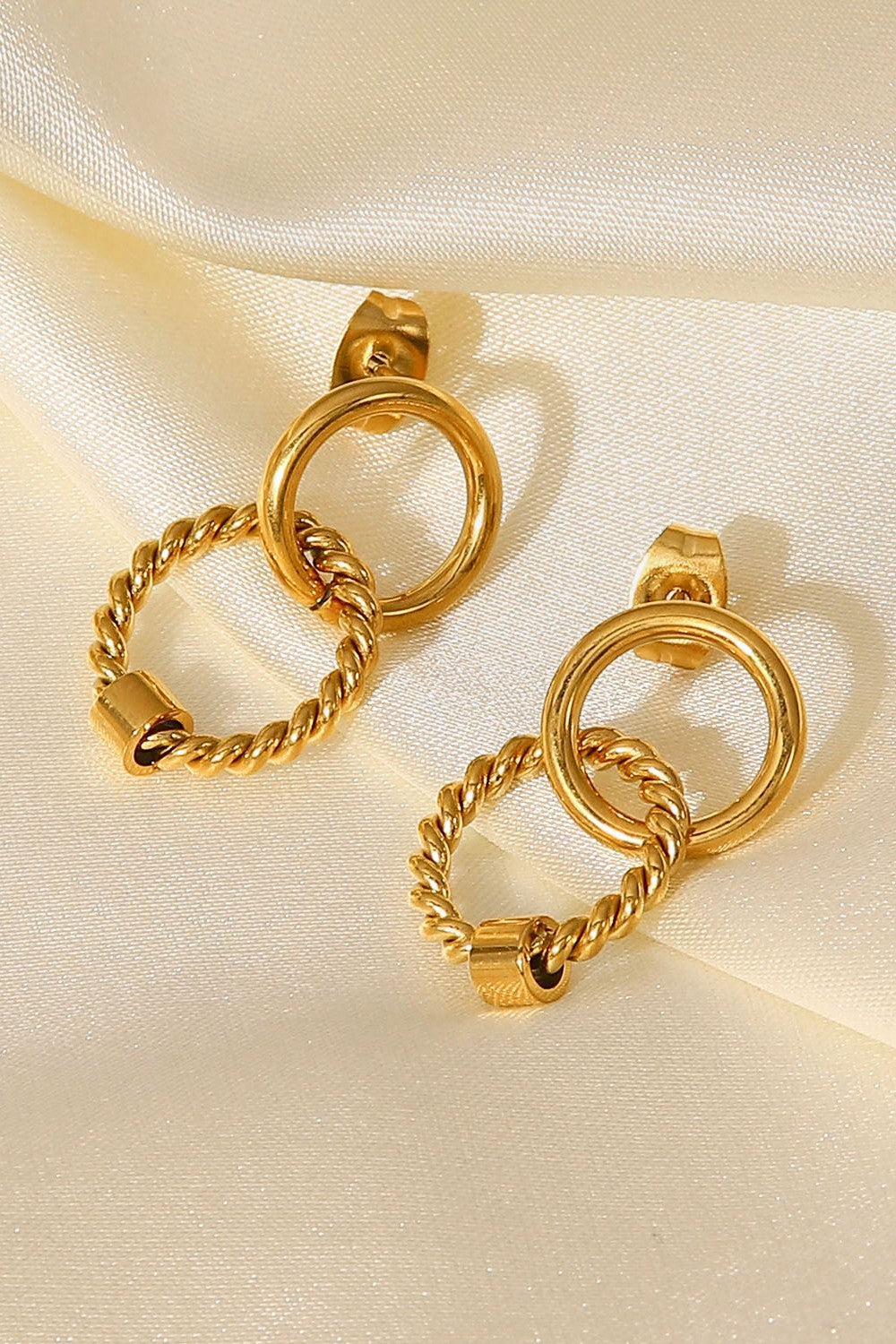 Twisted Double-Hoop Drop Earrings