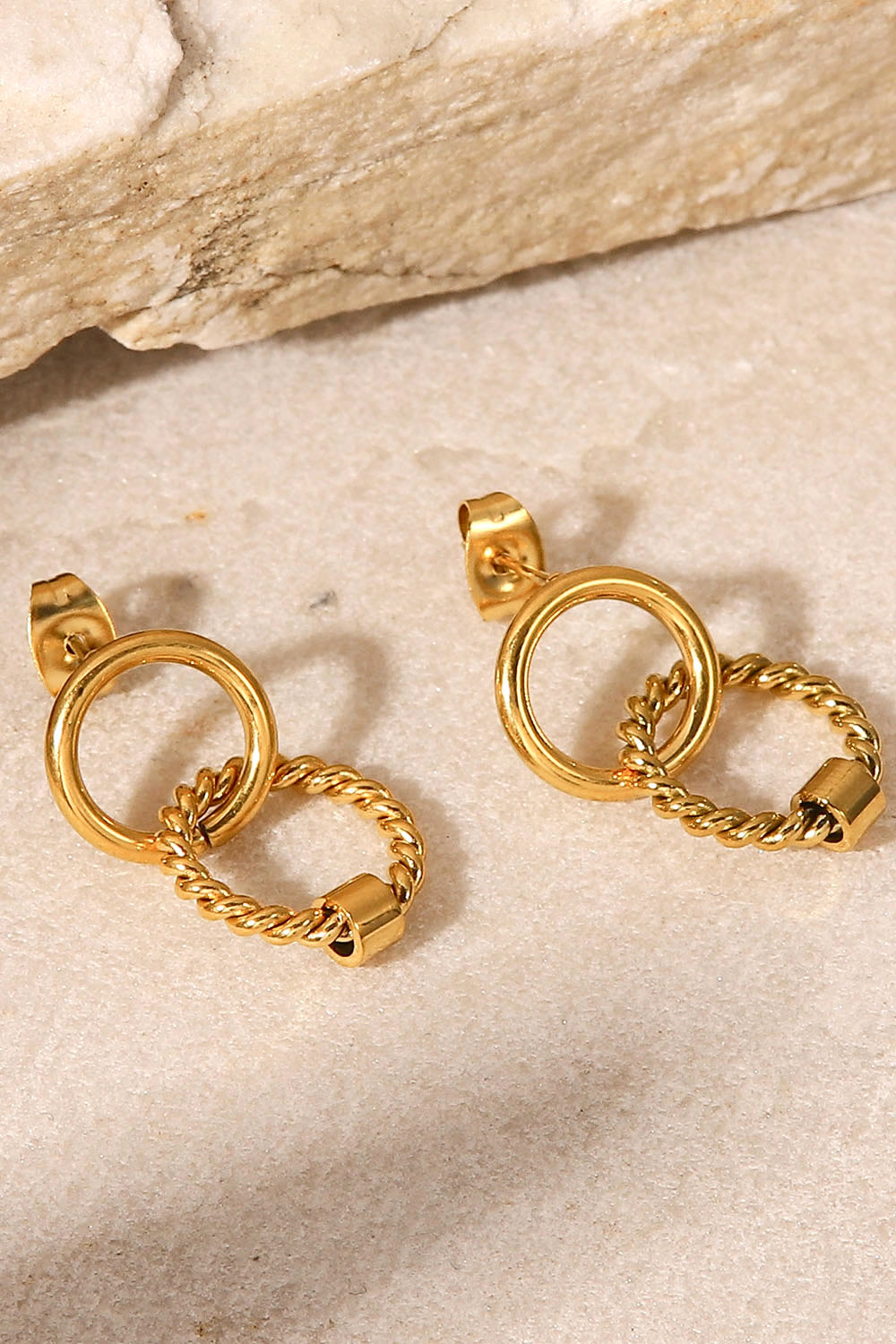 Twisted Double-Hoop Drop Earrings