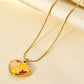 Floral Heart Shape Pendant Chain Necklace