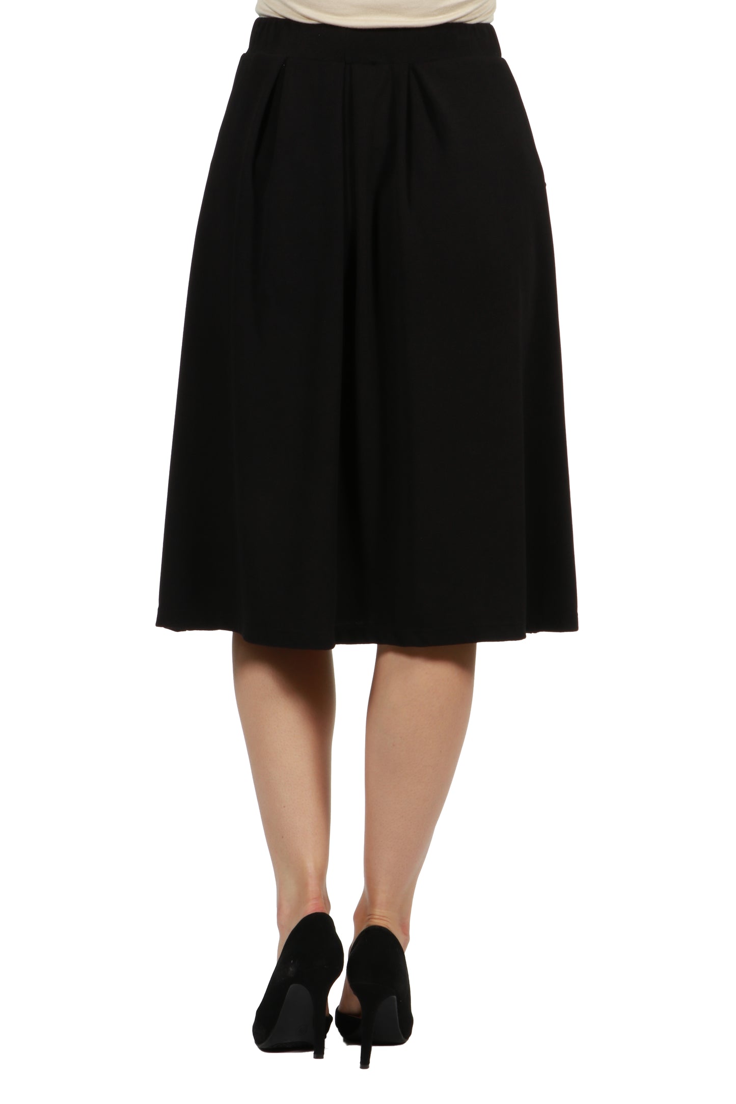 Womens Missy Elastic Waist Pleated Pocket Midi Skirt