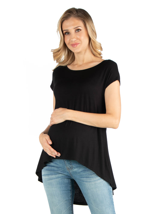 Womens Maternity Scoop Neck High Low T Shirt