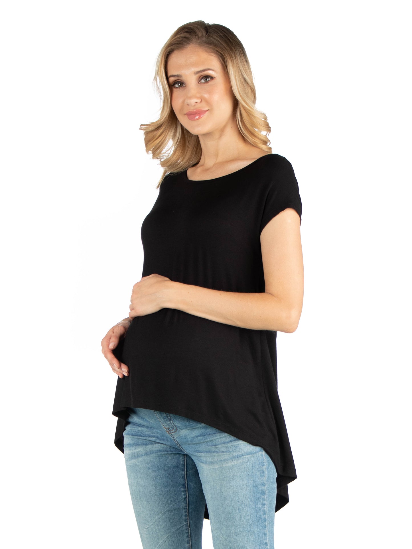 Womens Maternity Scoop Neck High Low T Shirt