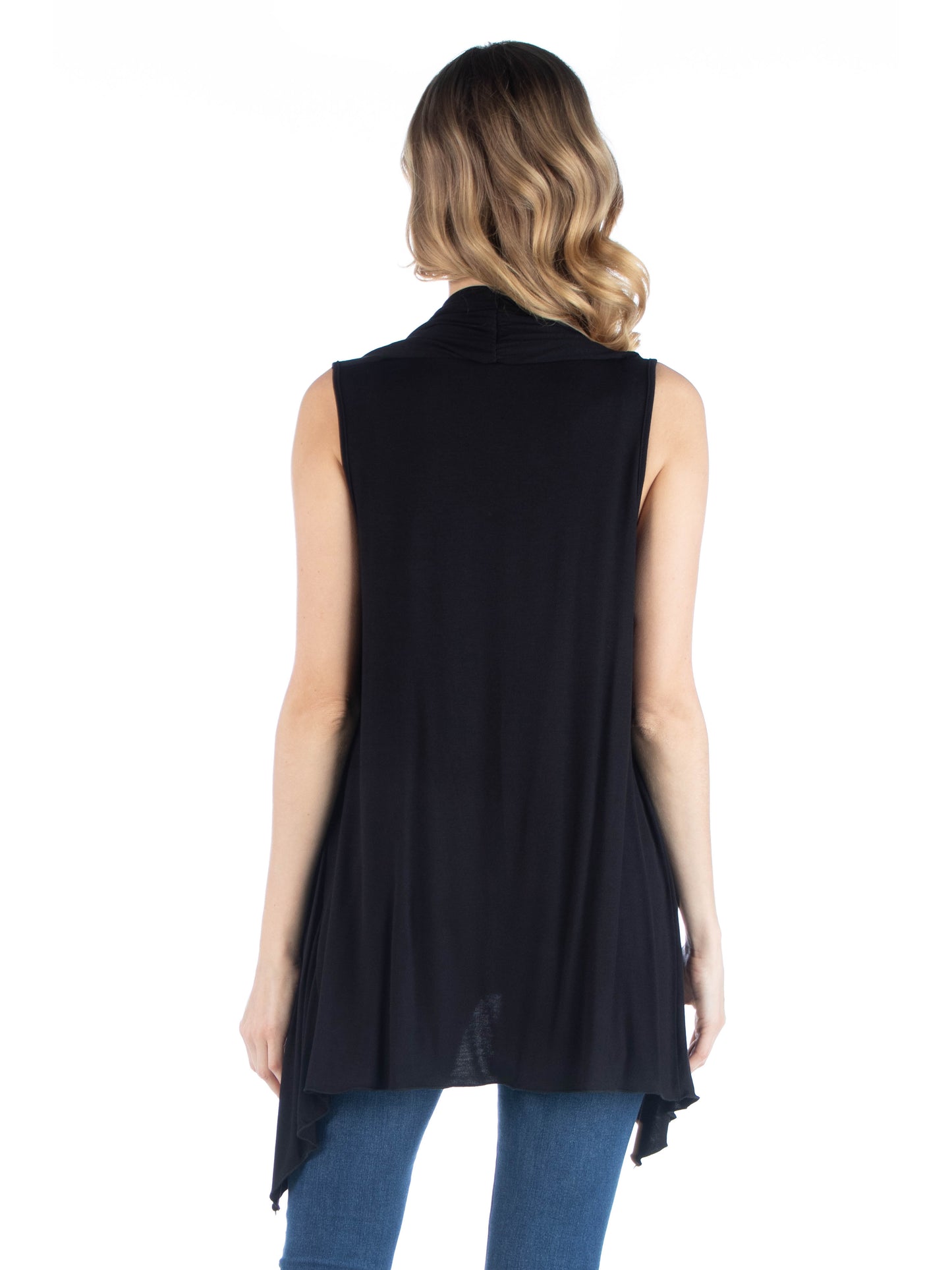 Womens Maternity Draped Open Front Sleeveless Cardigan