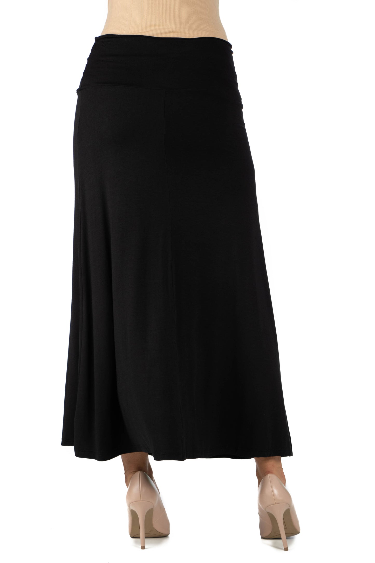 Womens Maternity Elastic Waist Solid Color Maxi Skirt