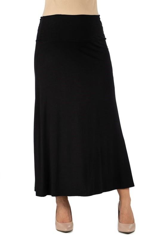 Womens Maternity Elastic Waist Solid Color Maxi Skirt