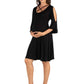 Womens Maternity Knee Length Cold Shoulder Dress