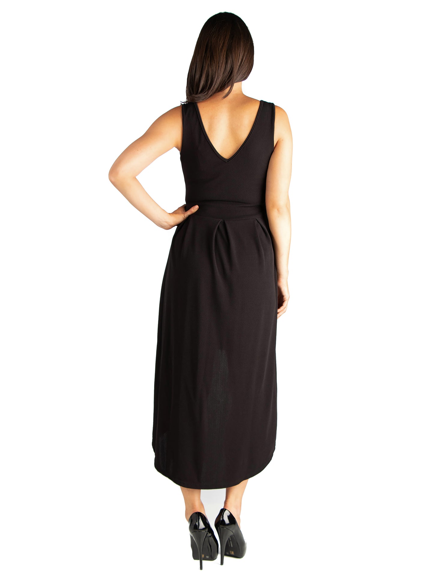 Womens Maternity Sleeveless Fit N Flare High Low Dress