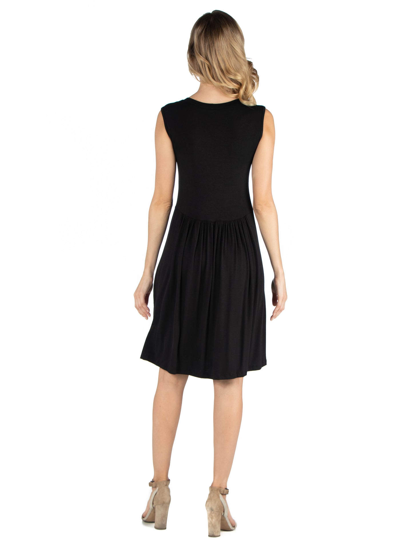 Womens Maternity Sleeveless Dress with Soft Flare