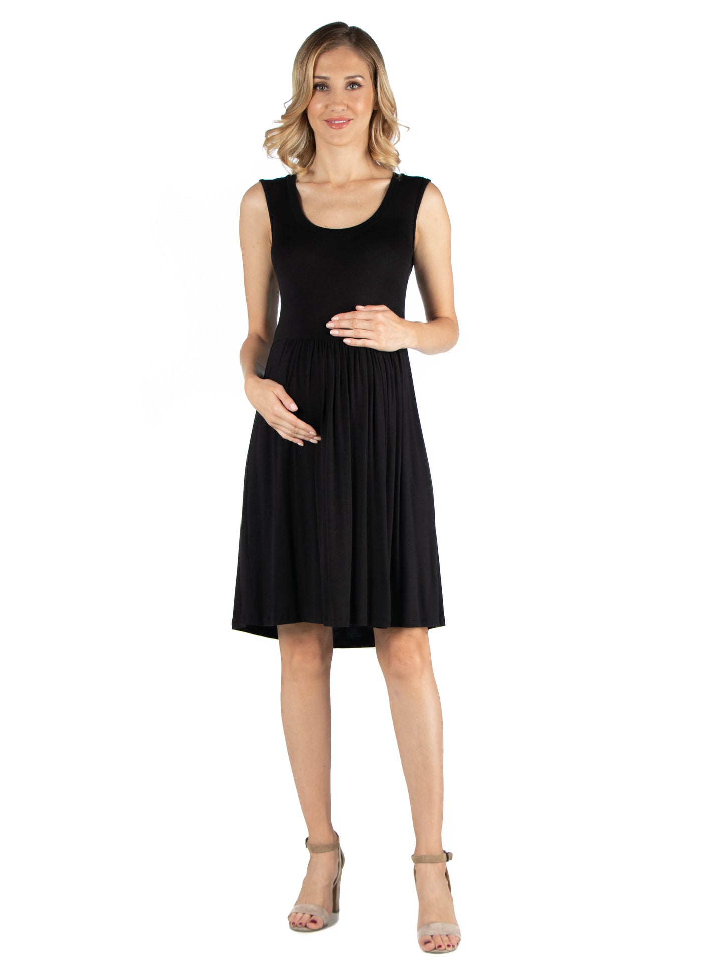 Womens Maternity Sleeveless Dress with Soft Flare