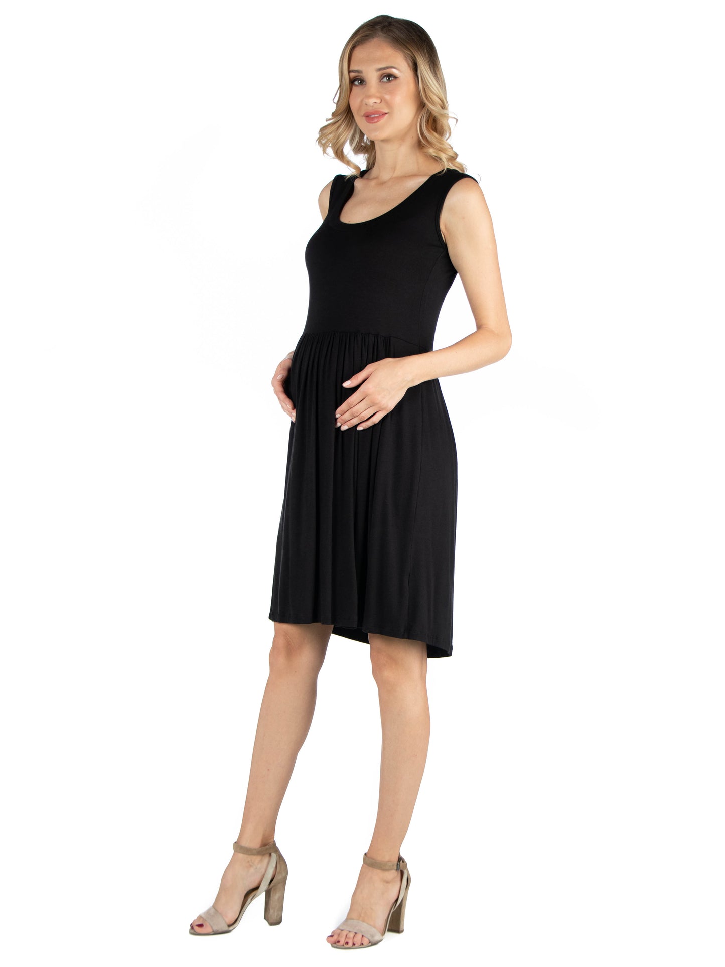 Womens Maternity Sleeveless Dress with Soft Flare