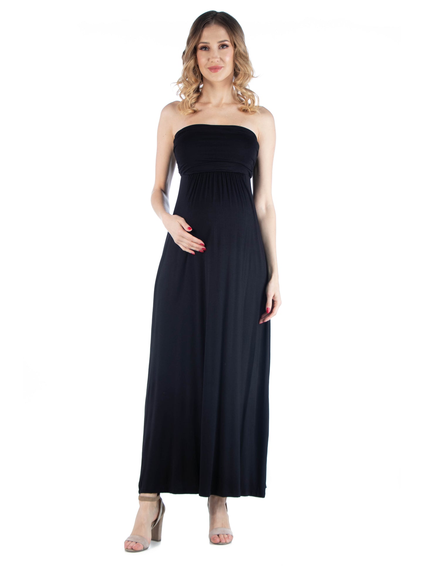 Womens Maternity Sleeveless Empire Waist Maxi Dress