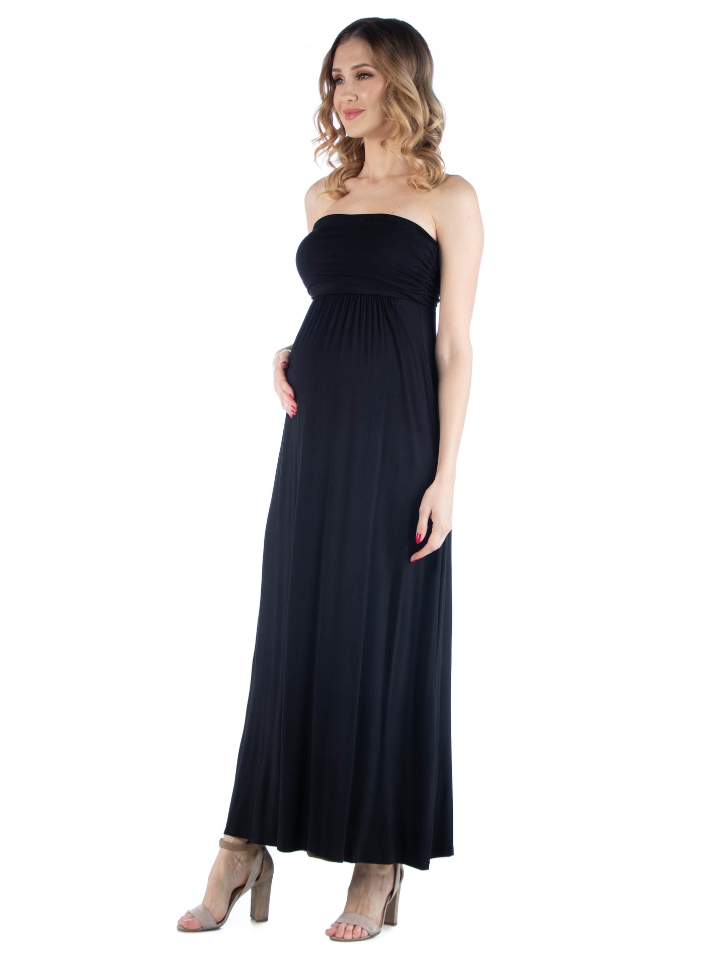 Womens Maternity Sleeveless Empire Waist Maxi Dress