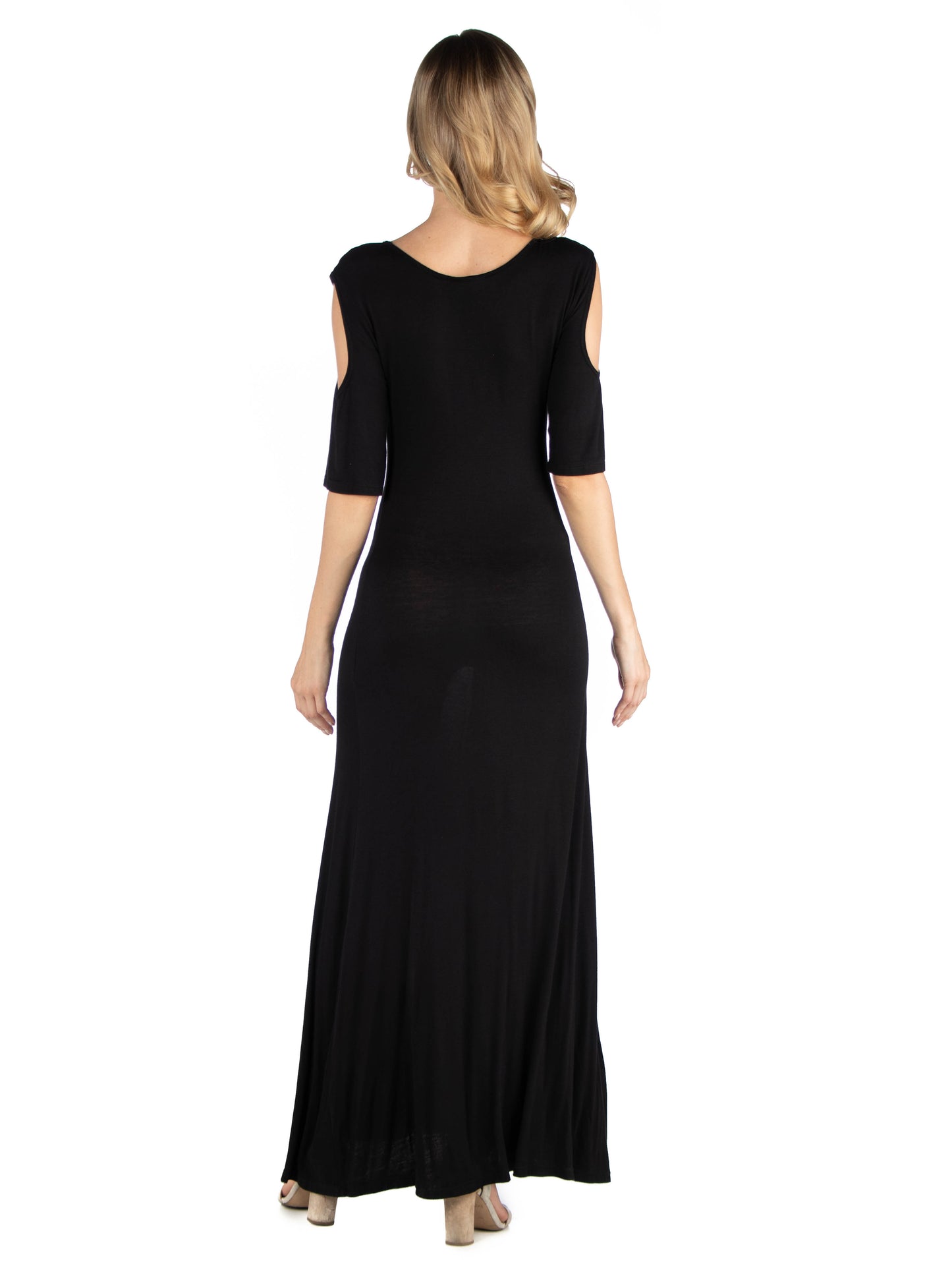 Womens Maternity Half Sleeve Open Shoulder Maxi Dress