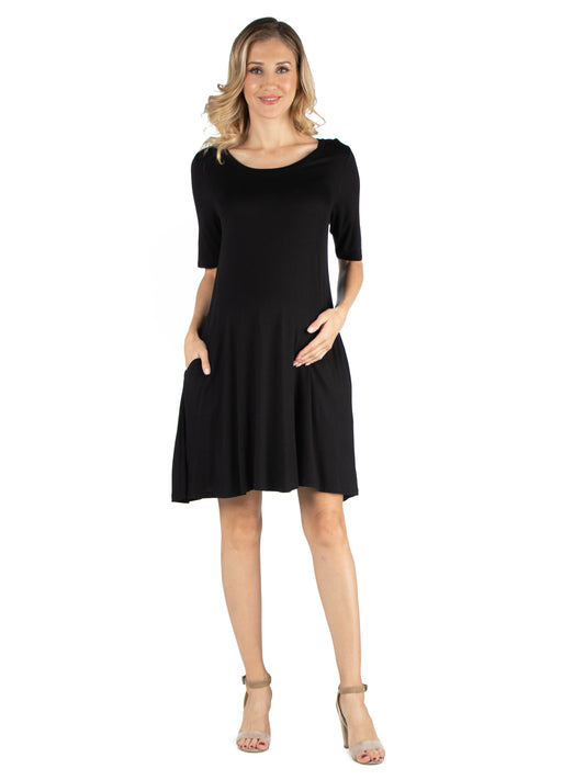 Womens Maternity Soft Flare T Shirt Dress with Pocket Detail