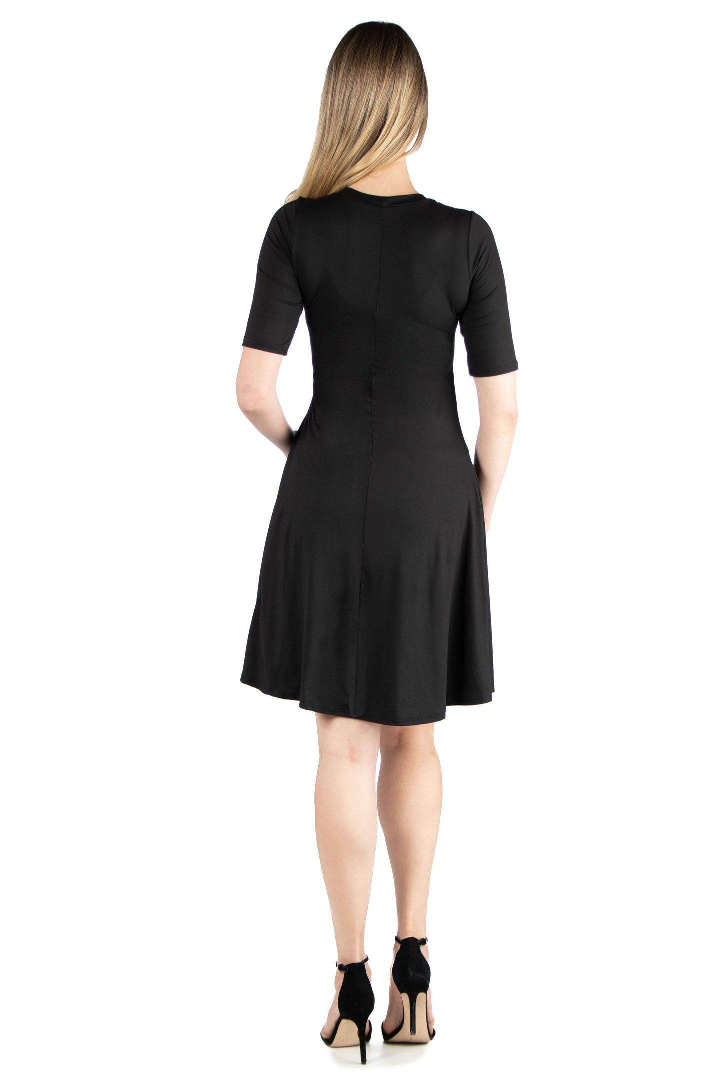 Womens Maternity Knee Length A Line Elbow Sleeve Dress