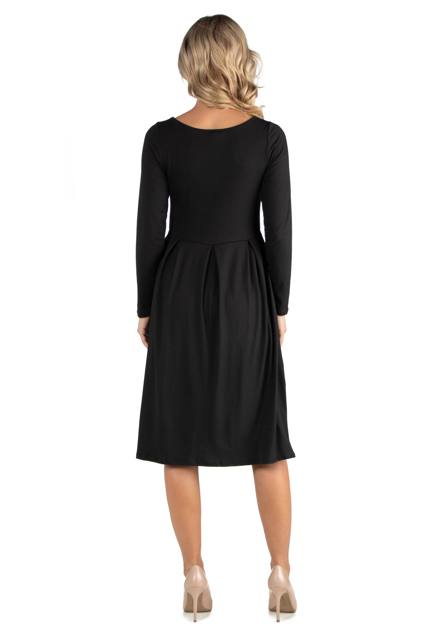 Womens Maternity Midi Length Fit N Flare Pocket Dress