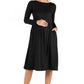 Womens Maternity Midi Length Fit N Flare Pocket Dress