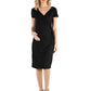 Womens Maternity Faux Wrapover Dress with Cap Sleeves