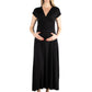 Womens Maternity Cap Sleeve V Neck Maxi Dress