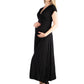 Womens Maternity Cap Sleeve V Neck Maxi Dress