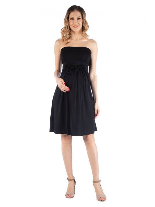 Womens Maternity Knee Length Strapless Mini Dress