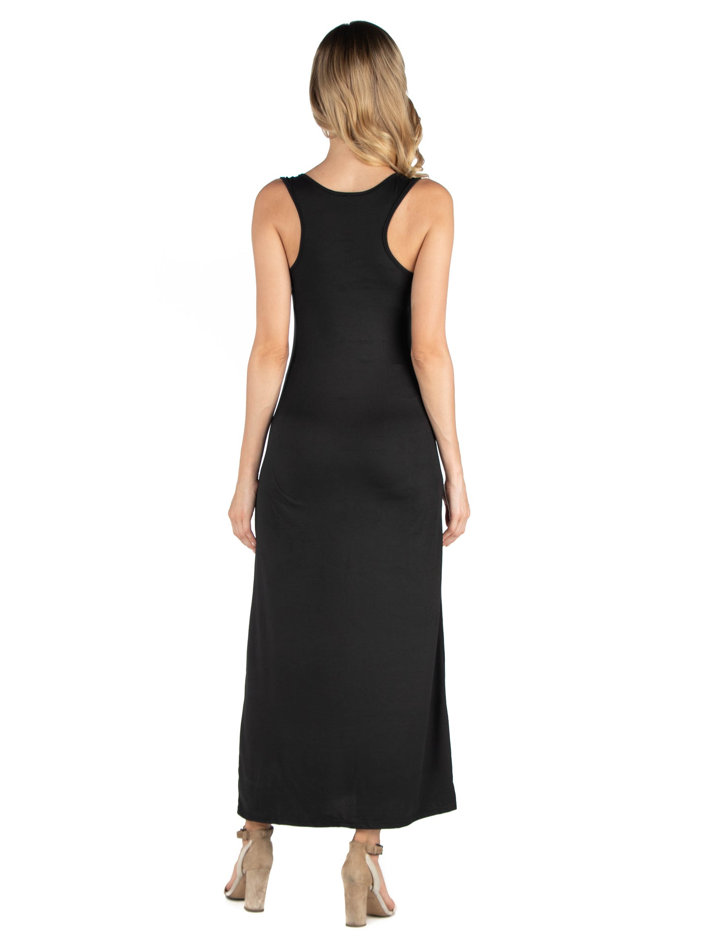 Womens Maternity Scoop Neck Maxi Dress with Racerback Detail