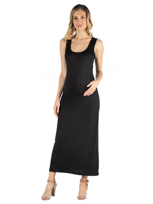 Womens Maternity Scoop Neck Maxi Dress with Racerback Detail