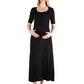 Womens Maternity Casual Maxi Dress With Sleeves