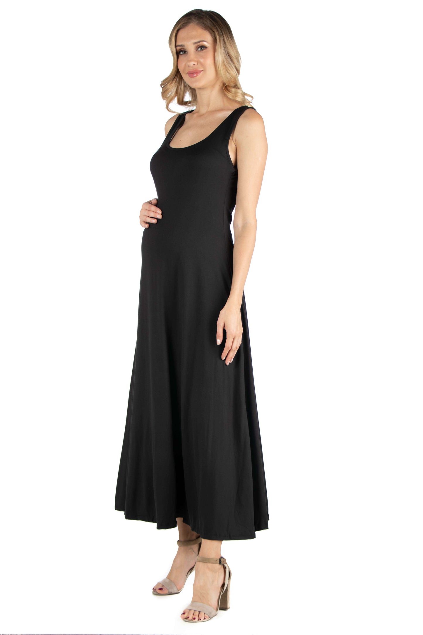 Womens Maternity Slim fit A Line Sleeveless Maxi Dress