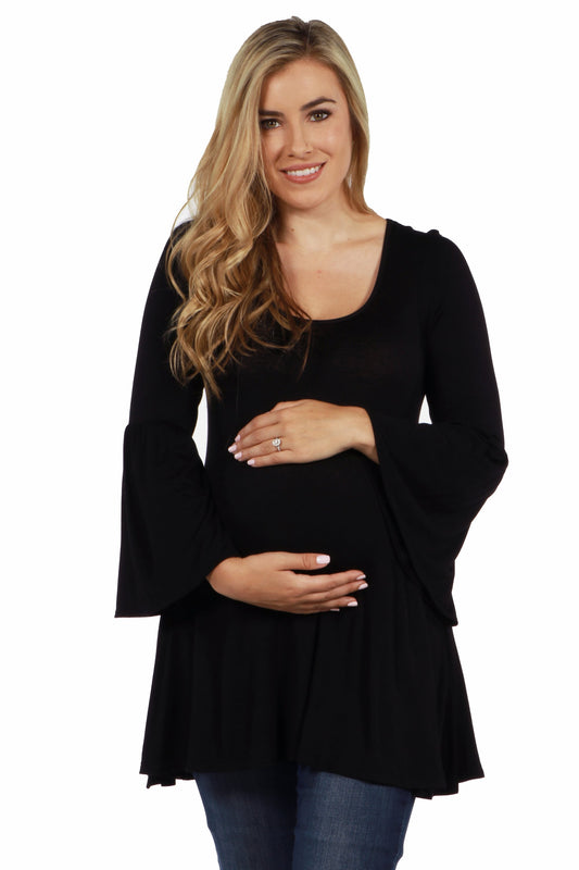 Womens Maternity Long Bell Sleeve Flared Tunic Top