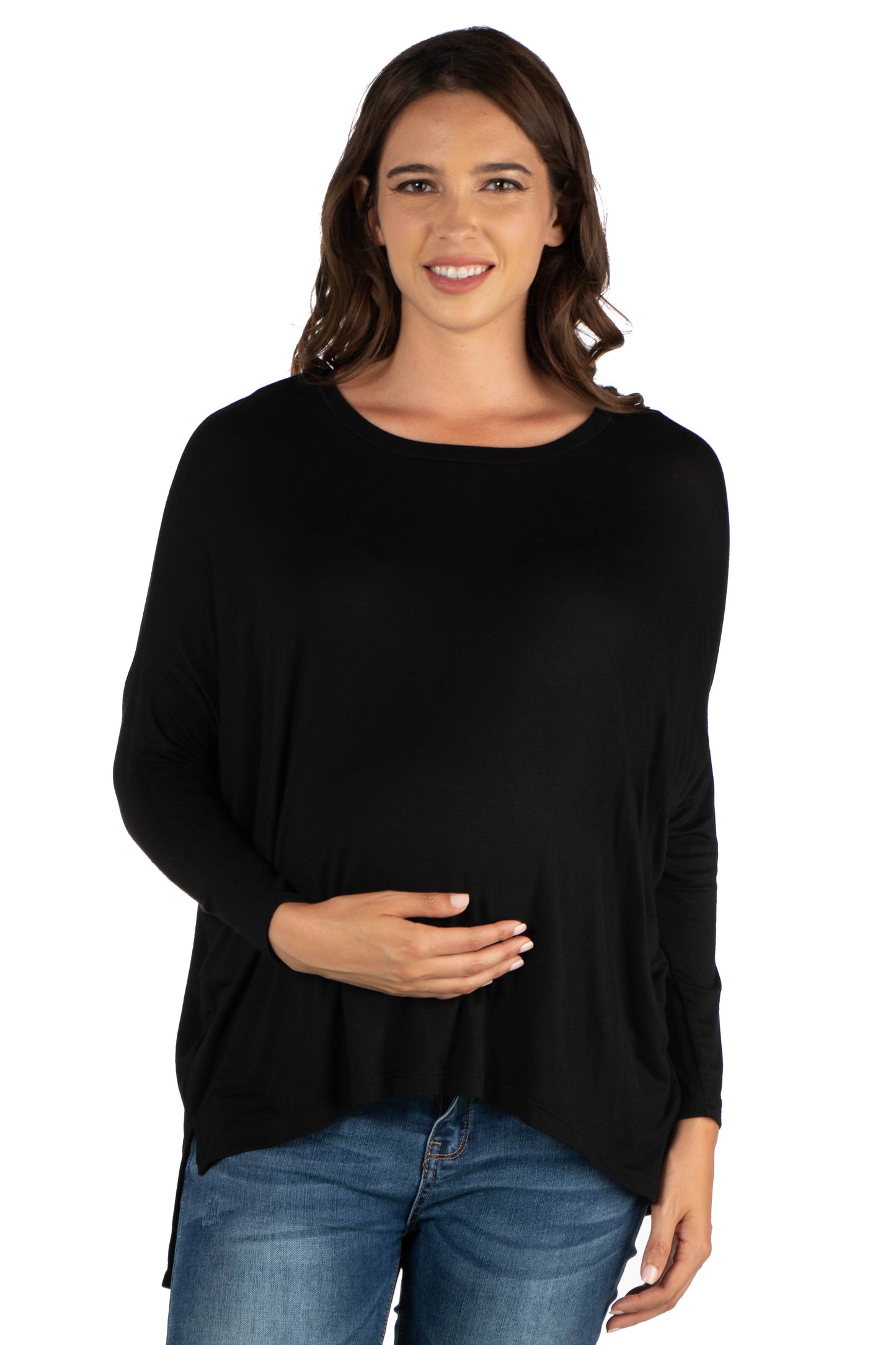 Womens Maternity Oversized Long Sleeve Dolman Top