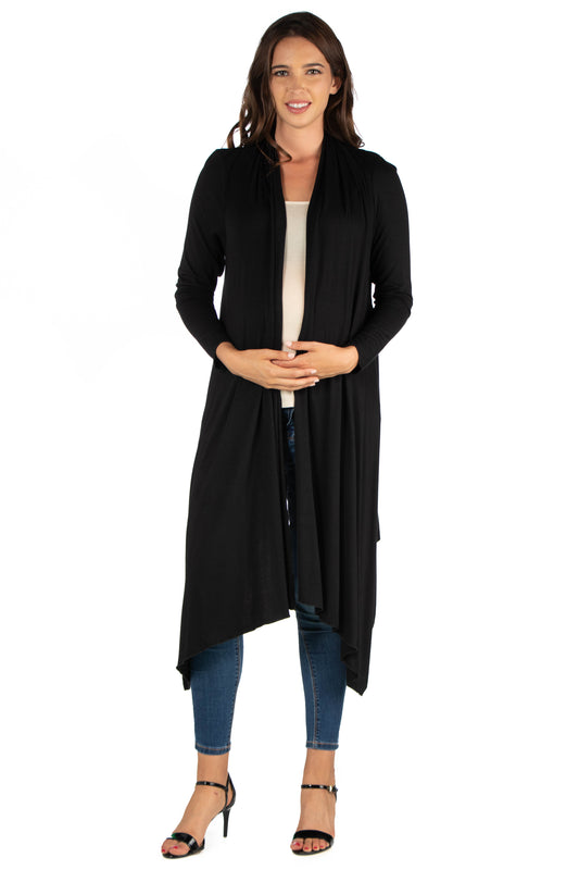 Womens Maternity Extra Long Open Front Cardigan