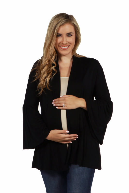 Womens Maternity Bell Sleeve Flared Open Front Cardigan