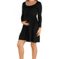 Womens Maternity Casual Long Sleeve Pleated Dress