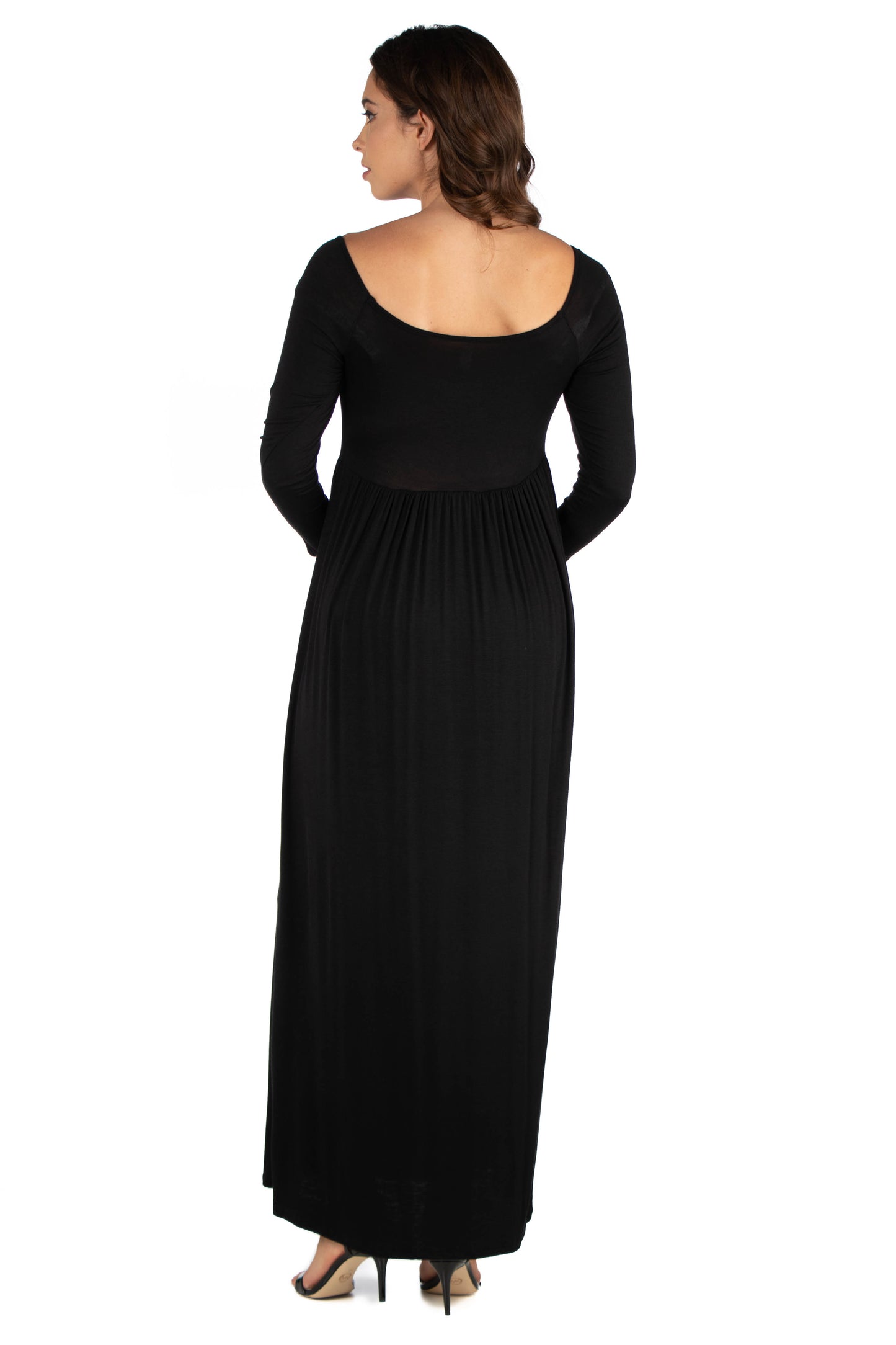 Womens Maternity Empire Waist Long Sleeve Maxi Dress