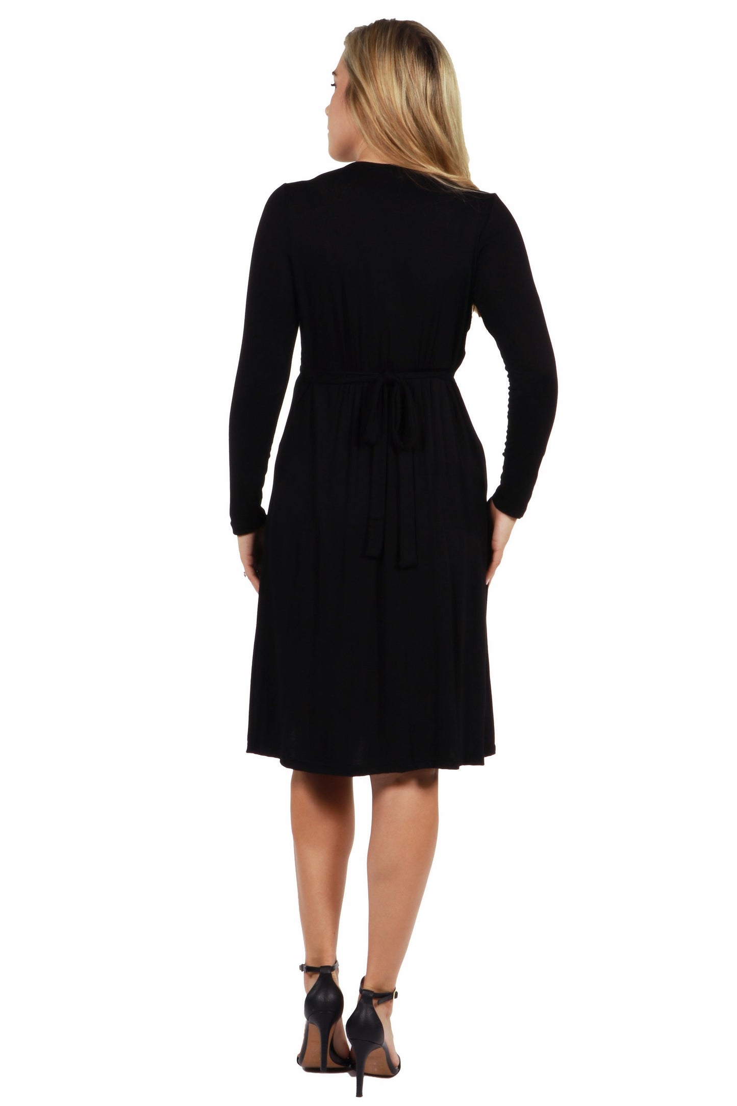 Womens Maternity Long Sleeve V Neck Dress