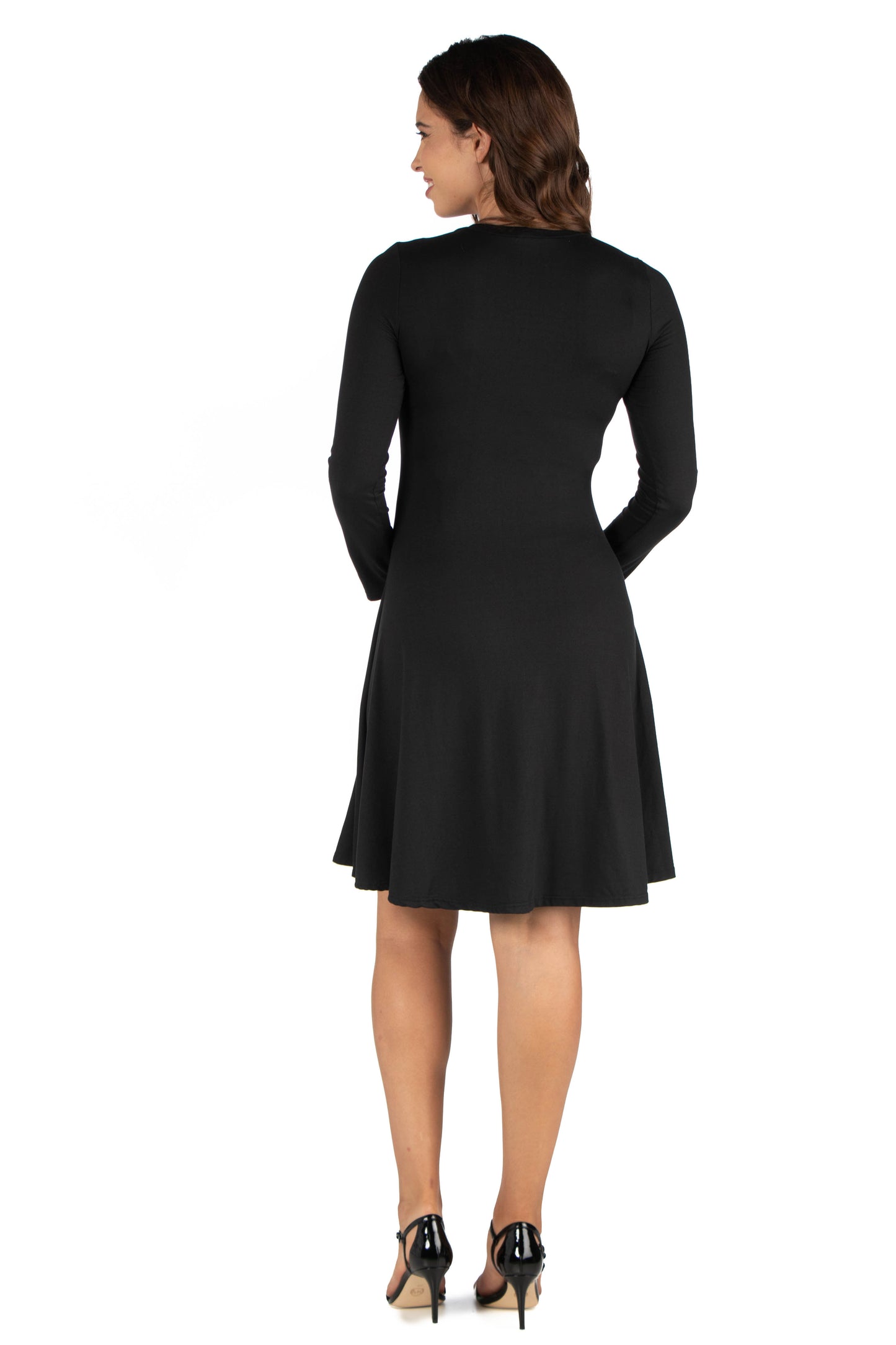 Womens Maternity Long Sleeve Flared Mini Dress