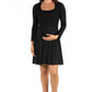 Womens Maternity Long Sleeve Flared Mini Dress