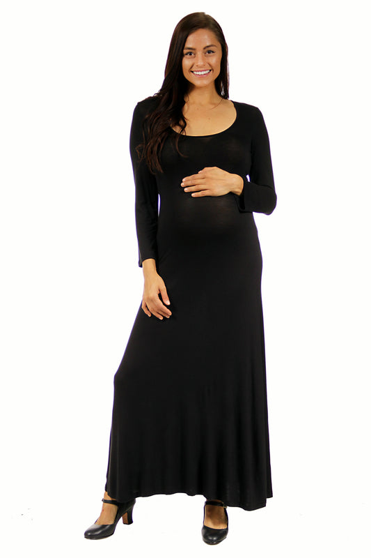Womens Maternity Long Sleeve Maxi Dress