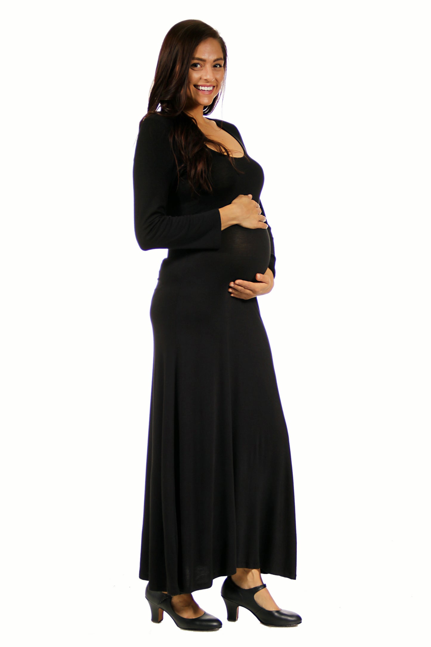 Womens Maternity Long Sleeve Maxi Dress