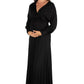 Womens Maternity V Neck Long Sleeve Maxi Dress