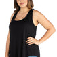 Womens Curvy Black Round Hemline Razorback Tank Top