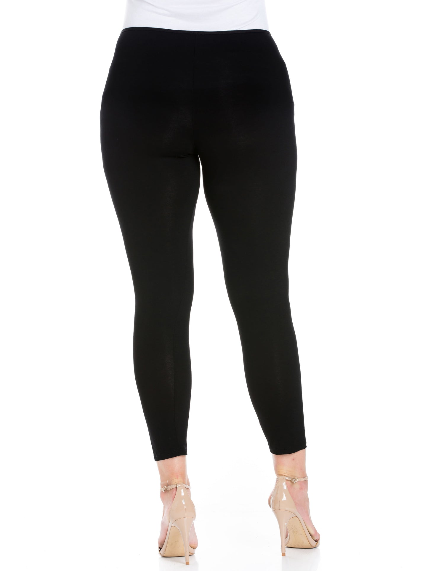 Womens Curvy Black Comfortable Ankle Length Leggings