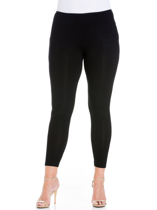 Womens Curvy Black Comfortable Ankle Length Leggings